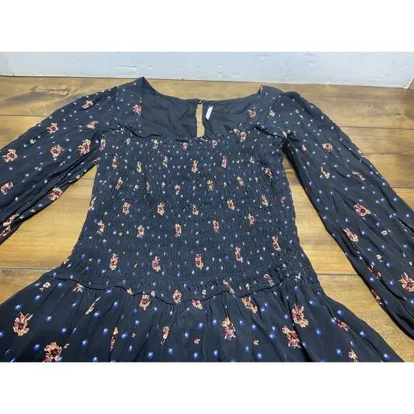 Free People Two Faces Mini Dress Black Floral Size XS - Picture 4 of 12
